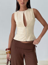 Heleena Zip Through Top Cream