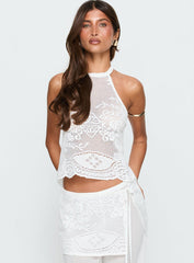 Claudie Lace Halter Neck Top White