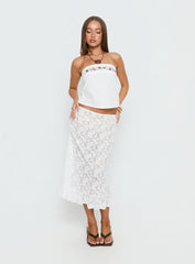 Ahera Floral Detail Strapless Top White