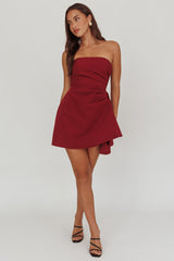Minnesota Strapless Mini Dress Wine