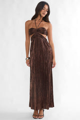 Isle Cut-Out Halterneck Maxi Dress Gold