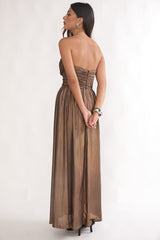 Marin Pointed Sweetheart Maxi Dress Gold