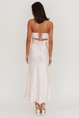Moon Song Strapless Laced Back Dress Blush