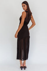 Passion One-Shoulder Mesh Maxi Dress Black