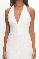 Alisette Halter Split Maxi Dress White