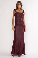 Valara Lace-Up Back Maxi Dress Wine