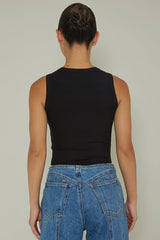 Mayra Crew Neck Crop Top Black