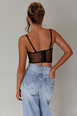 Stop And Stare Diamante Trim Crop Top Black