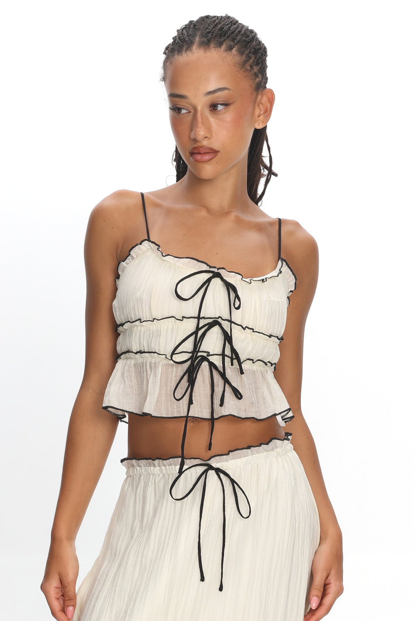 Maidens Tie Detail Overlock Top Cream