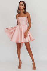 Athens Flared Bow Mini Dress Blush
