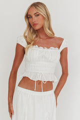 Liora Frill Bust Crop Top White
