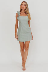 Annie Ruffle Shoulder Strap Mini Dress Olive