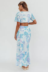 La Vie Floral Maxi Skirt Floral Blue
