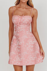 Kyrah Lace-Up Back Mini Dress Floral Pink
