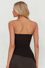 Gislynn Strapless Asymmetric Hem Top Black