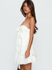 Kalari Strapless Layered Mini Dress White