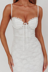 Passione Tied Bust Lace Maxi Dress White