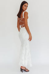 Autumn Moon Strappy Back Maxi Dress Textured White