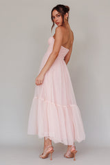 Dancing With Me Sweetheart Tulle Midi Dress Pink