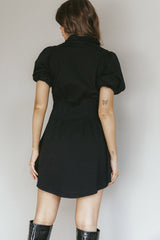Zurich Pleated Waist Shirt Dress Black