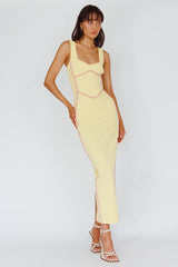 Shenae Piping Trim Maxi Dress Lemon