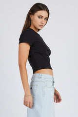 Abrand 90's Icon Baby Tee Top Black