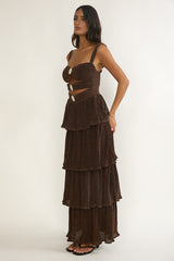 Ceylon Cut-Out Bodice Layered Maxi Dress Bronze