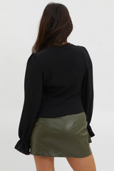 Pale Fire Tie Front Top Black