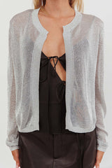 Kali Metallic Knit Cardigan Silver