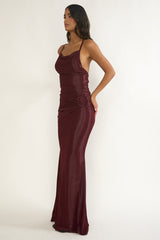 Oralia Criss-Cross Back Maxi Dress Burgundy