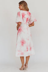 Elias Puff Sleeve Midi Dress Blush