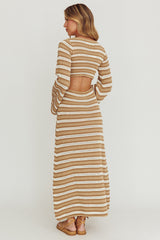 Meredith Long Sleeve Cut-Out Maxi Dress Chocolate