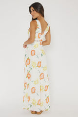 Cambria Crochet Trim Maxi Dress Flower Orange