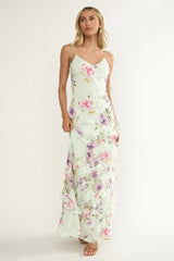 Dreamy Day Ruffle Trim Maxi Dress Mint Floral