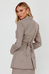 Jozie Back Tie Jacket Plaid Brown